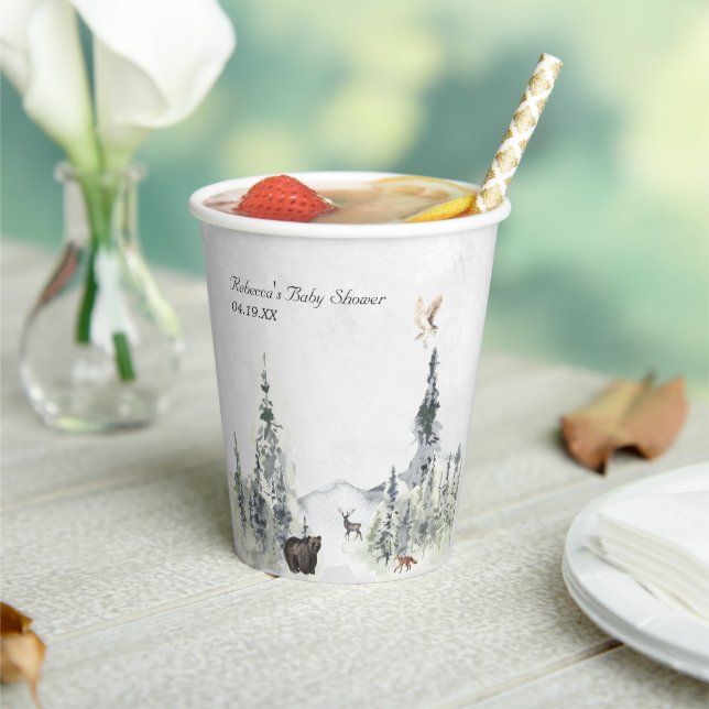 Woodland Forest Baby Dusche Personalisiert Pappbecher (In Situ)