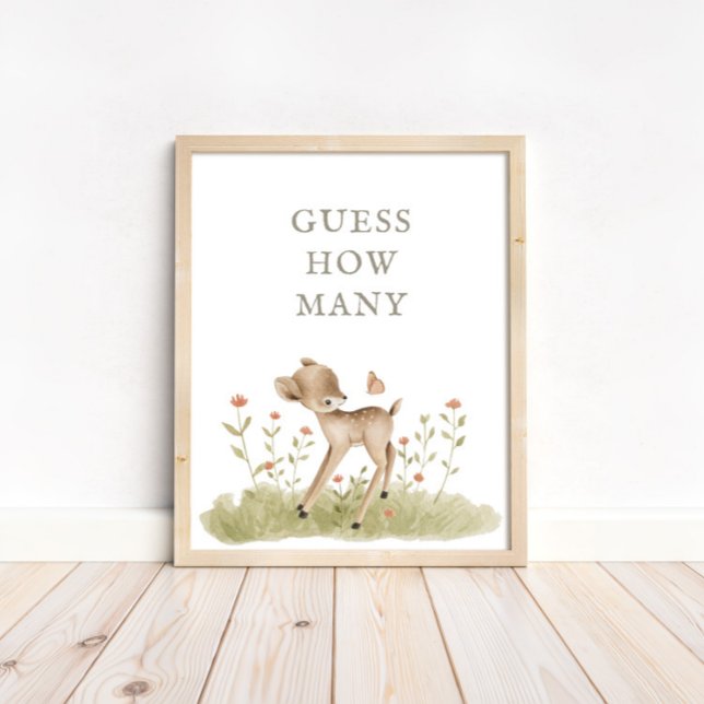 Woodland Forest Baby Dusche schätzt wie viele Poster (Available for print & instant digital download!)
