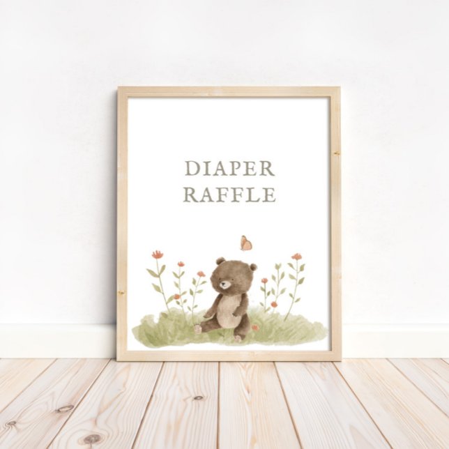 Woodland Forest Baby Dusche Windeln Raflle Schild (Von Creator hochgeladen)