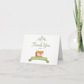 Woodland Forest Baby shower Merci Cartes de notes