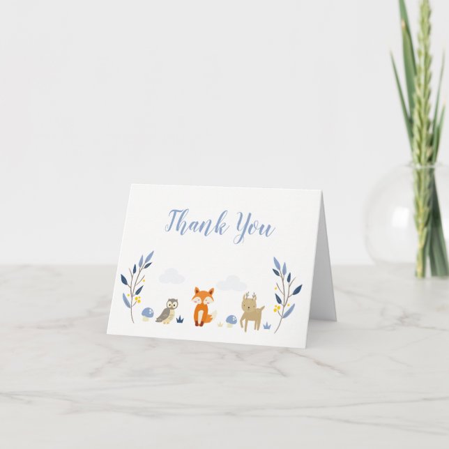 Woodland Forest Baby shower Merci Cartes de notes (Devant)