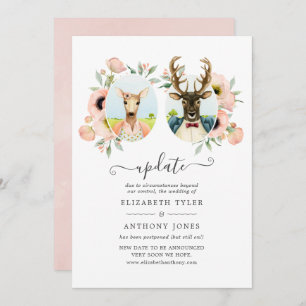 Woodland Forest Deer Boho Funny Wedding Update Einladung