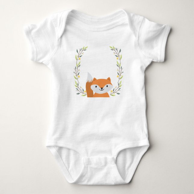 Woodland Forest Fox Baby Onsie Baby Strampler (Vorderseite)