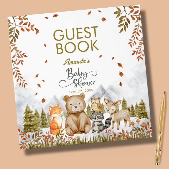 Woodland Forest Friends Baby Shower Guest Book Gästebuch (Von Creator hochgeladen)