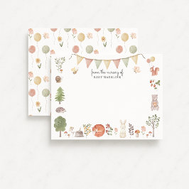 Woodland Forest Friends Nursery Note Card Einladung