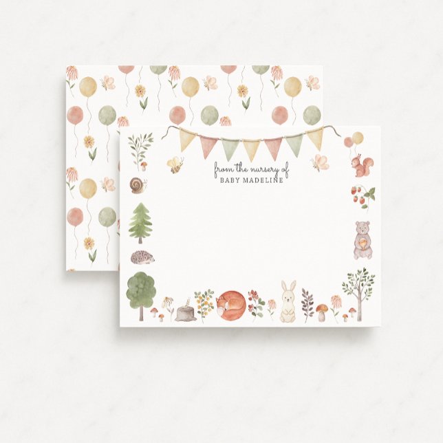 Woodland Forest Friends Nursery Note Card Einladung (Von Creator hochgeladen)