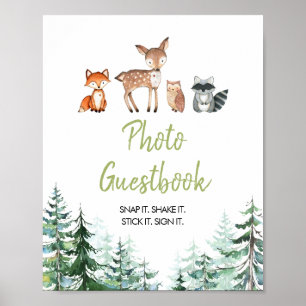 Woodland Forest Oh Boy Baby Dusche Foto Gästebuch