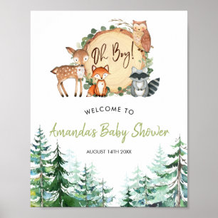 Woodland Forest Oh Boy Baby Dusche Willkommen Poster
