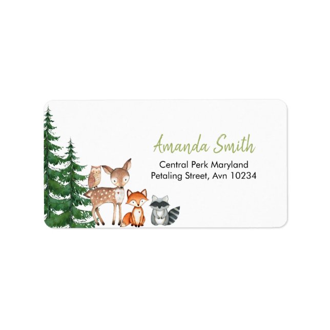 Woodland Forest Oh Boy Baby Showadresse Adressaufkleber (Vorne)