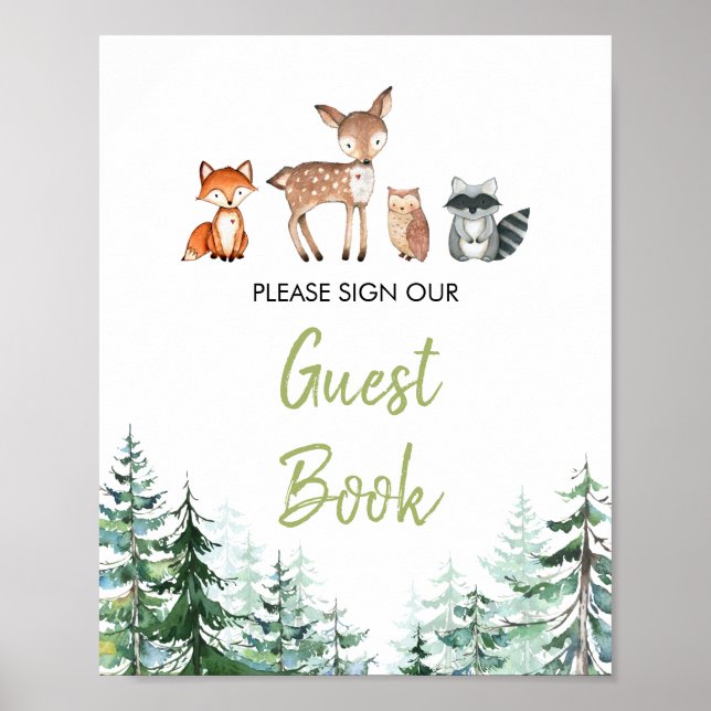 Woodland Forest Oh Boy Baby shower Livre d'or (Devant)