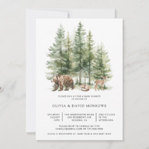 Woodland Forest Story Baby Dusche Einladung