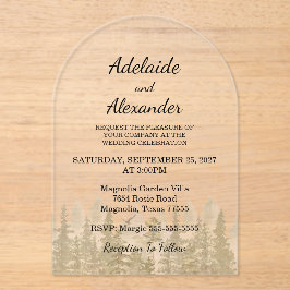 Woodland Forest Wedding Green Acryleinladungen