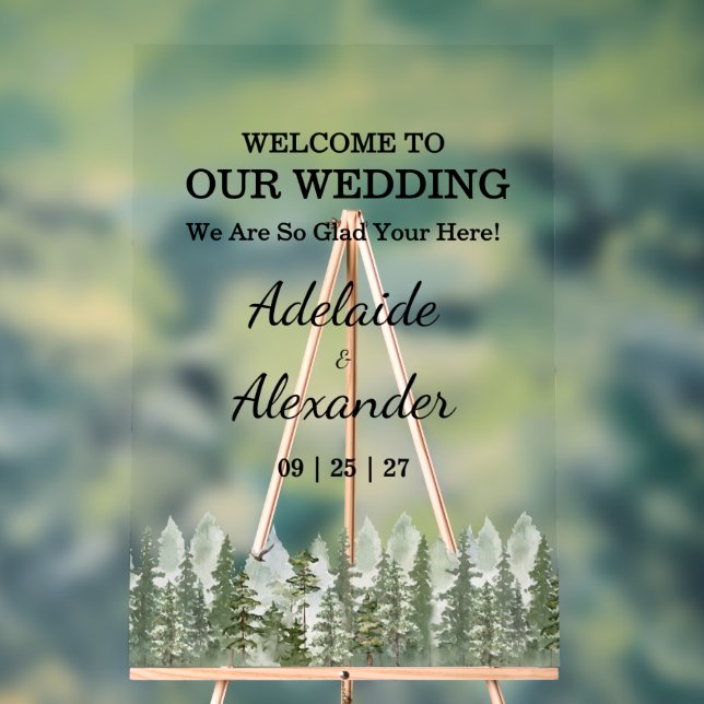 Woodland Forest Wedding Green Acrylschild (Neutral)