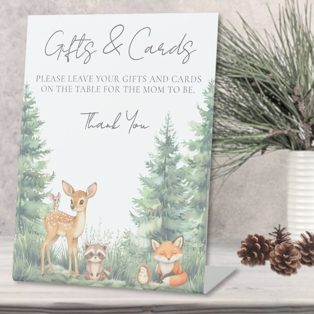 Woodland Forrest Animals Kinderdusche Sockelschild (Woodland Forrest Animals Baby Shower Pedestal Sign)