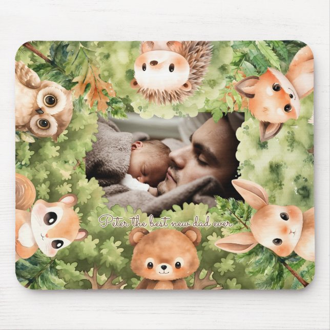 Woodland Foto Bester neuer Papa je Mousepad (Vorne)