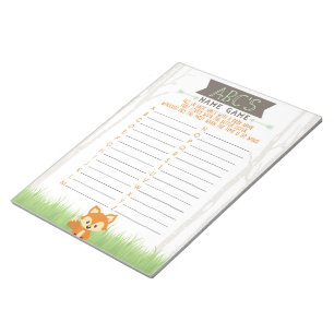 Woodland Fox ABC Baby Showspielpaket Notizblock