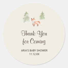 Woodland Fox Baby Dusche Gefallen Runder Aufkleber
