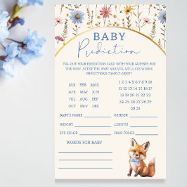 Woodland Fox Baby Prediction Game Card Dusty Blue Flyer