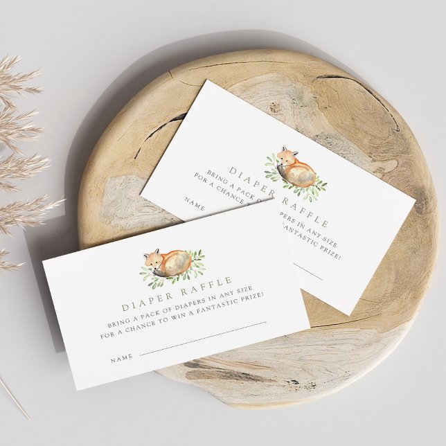 Woodland Fox Baby Showdusche Windeln Raffle Ticket Begleitkarte (Von Creator hochgeladen)