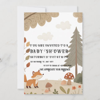 Woodland Fox Baby Shower Invitation