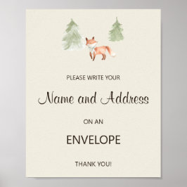 Woodland Fox Babydusche Anschrift und Umschlag Poster