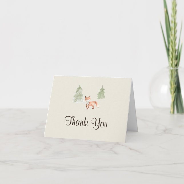 Woodland Fox Babydusche Danke Karte (Vorderseite)