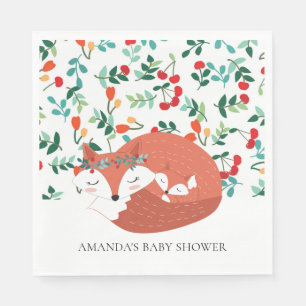 Woodland Fox Babydusche Papier Napkins Serviette