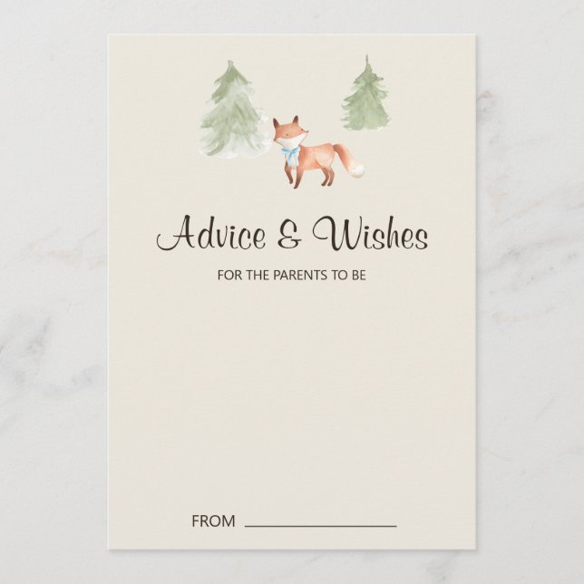 Woodland Fox Boy Baby Showcard Hinweiskarte (Vorderseite)