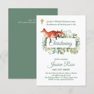 Woodland Fox Christening Invitations Baptême