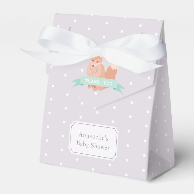 Woodland Fox Color Editable Baby Dusche Geschenkbo Geschenkschachtel (Vorderseite)