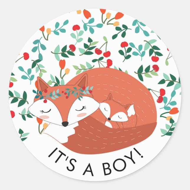 Woodland Fox Es ist ein Boy-Gefallen Sticker (Vorderseite)