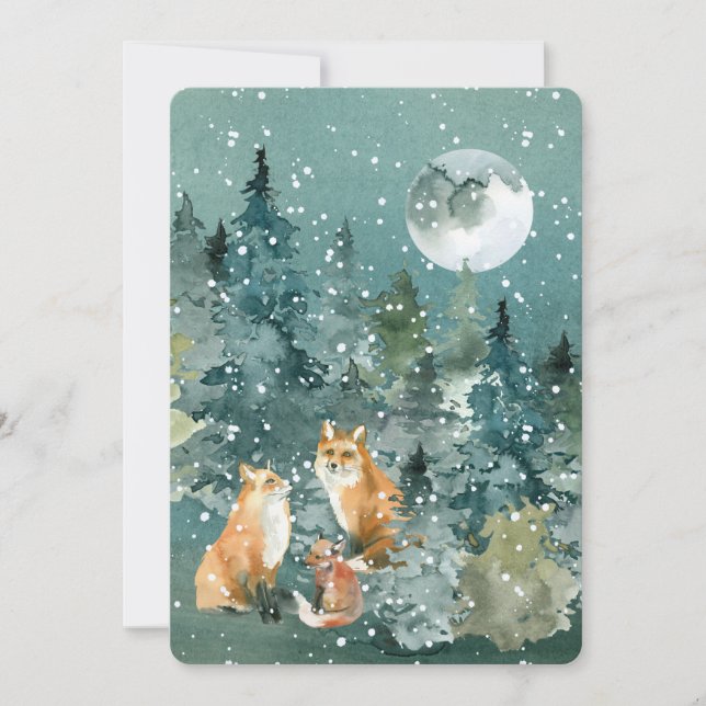 Woodland Fox Familiennamen Weihnachten (Vorderseite)