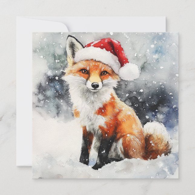 Woodland Fox Flat Holiday Card Feiertagskarte (Vorderseite)