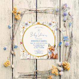 Woodland Fox Floral Baby Girl Dusche Einladung