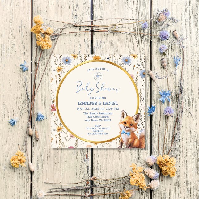 Woodland Fox Floral Baby Girl Dusche Einladung (Von Creator hochgeladen)