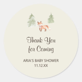 Woodland Fox Girl Baby Dusche Gefallen Runder Aufkleber