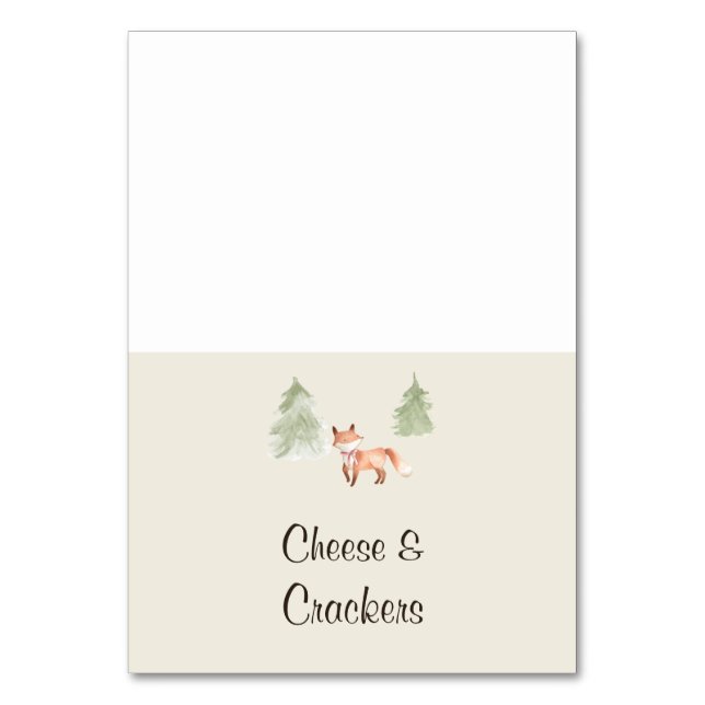 Woodland Fox Girl Babydusche Buffet Food Labels Tischnummer (Vorderseite)