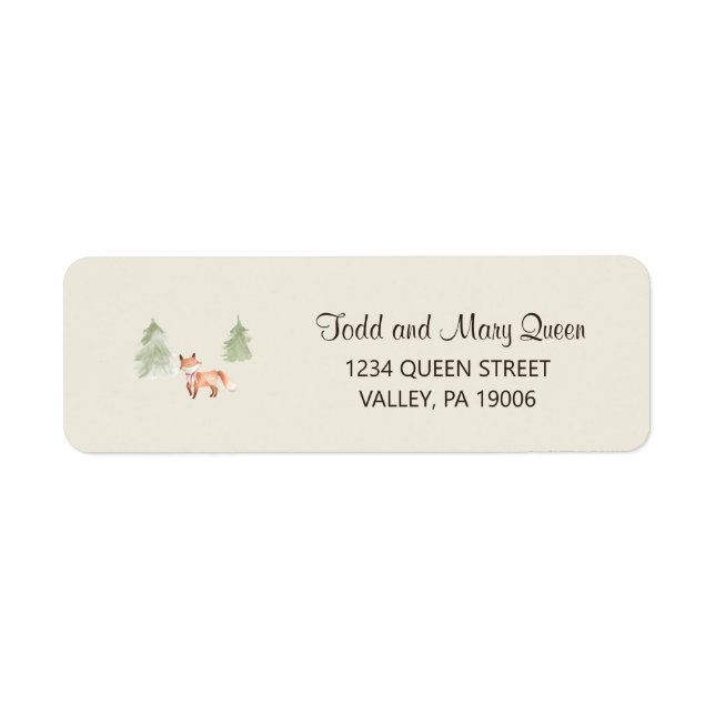 Woodland Fox Girl Babydusche Rücksendeadresse (Vorne)
