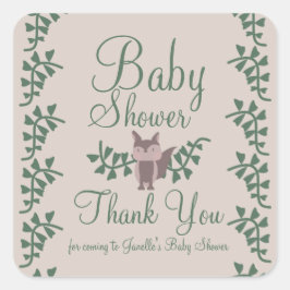 Woodland Fox Greenerenery Kinderdusche Rustikal Quadratischer Aufkleber
