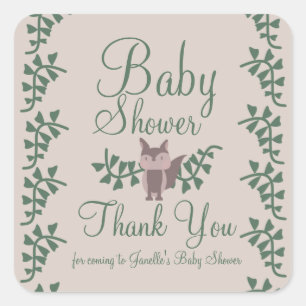 Woodland Fox Greenerenery Kinderdusche Rustikal Quadratischer Aufkleber