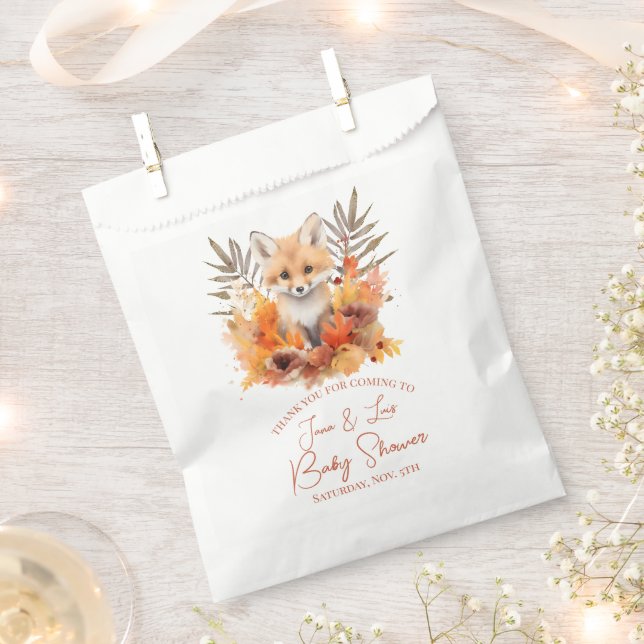 Woodland Fox Greenery Aquarellleaf Kinderdusche Geschenktütchen (Ausgeschnitten)