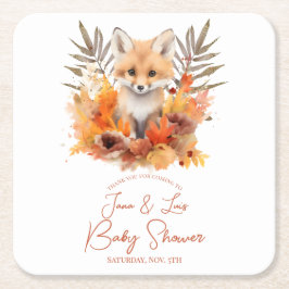 Woodland Fox Greenery Aquarellleaf Kinderdusche Rechteckiger Pappuntersetzer