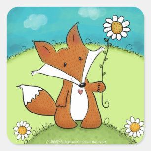 Woodland Fox Kleine Liebe für Sie Quadratischer Aufkleber