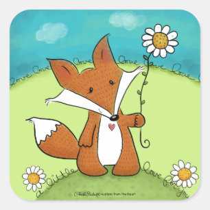 Woodland Fox Kleine Liebe für Sie Quadratischer Aufkleber