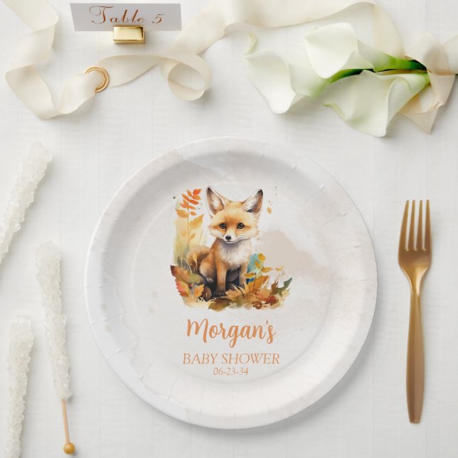 Woodland Fox Niedliche Babydusche Pappteller (Hochzeit)