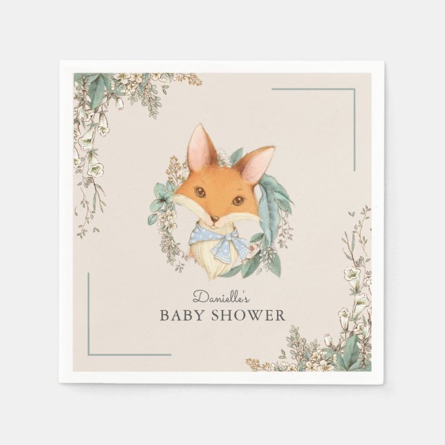 Woodland Fox Niedliche Kinderdusche für Jungen Serviette (Vorderseite)