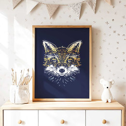 Woodland Fox Nursery Wall Art Poster Print