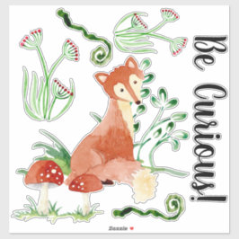 Woodland Fox Wasserfarbe Seien Sie neugierig Baby  Aufkleber