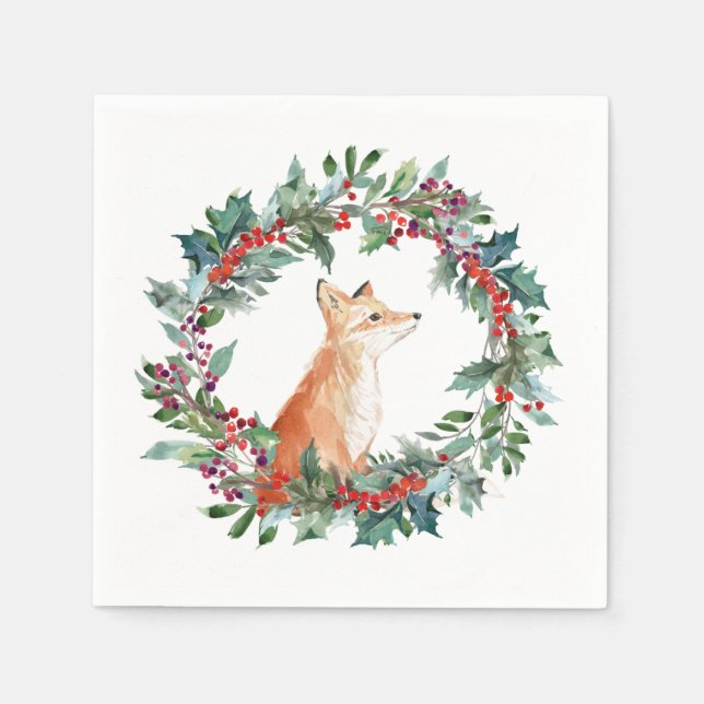 Woodland Fox Weihnachten Serviette (Vorderseite)