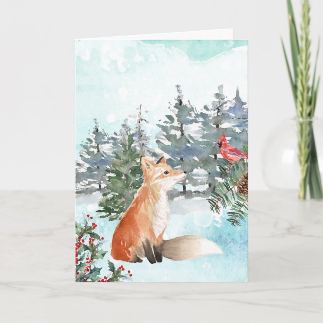 Woodland Fox Weihnachtskarte Karte (Vorderseite)